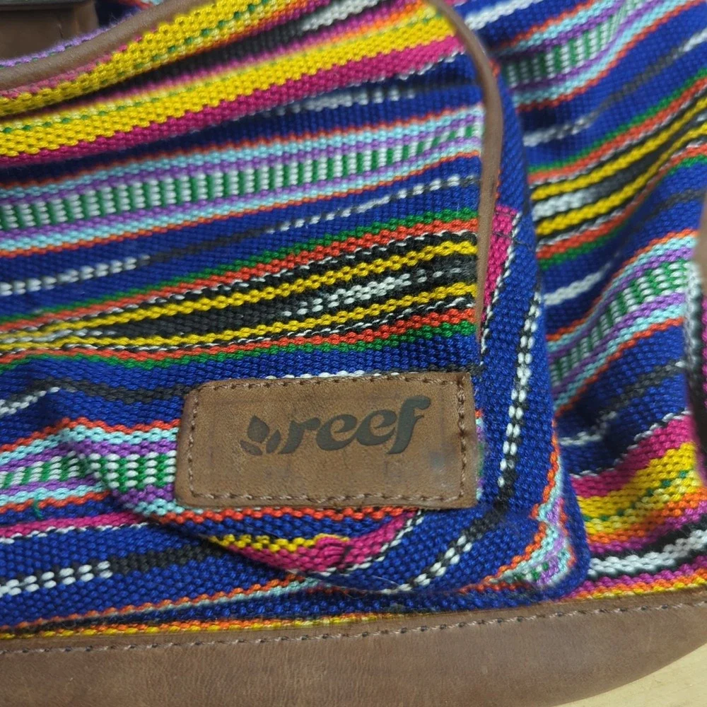 Reef Drawstring Backpack Sack, Hippie Boho Festival Striped Leather Surf‎ Beach